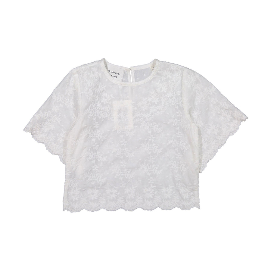 Les Coyotes de Paris Cream Flower Embroidery Caroline Shirt