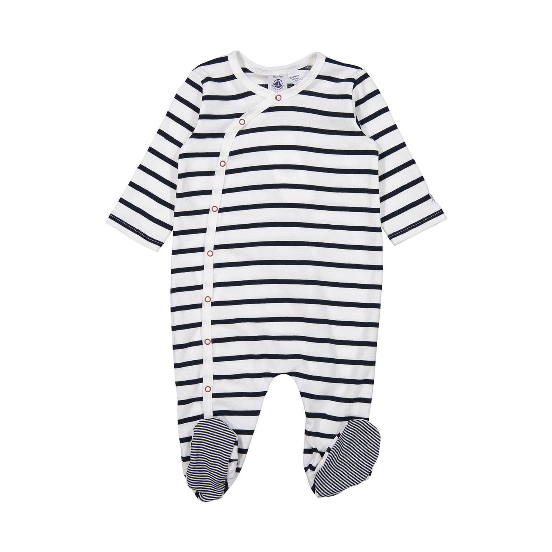 Petit Bateau Navy Stripe Side Snap Footie