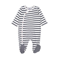 Petit Bateau Navy Stripe Side Snap Footie