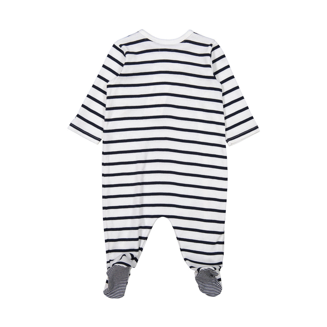 Petit Bateau Navy Stripe Side Snap Footie