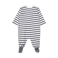 Petit Bateau Navy Stripe Side Snap Footie