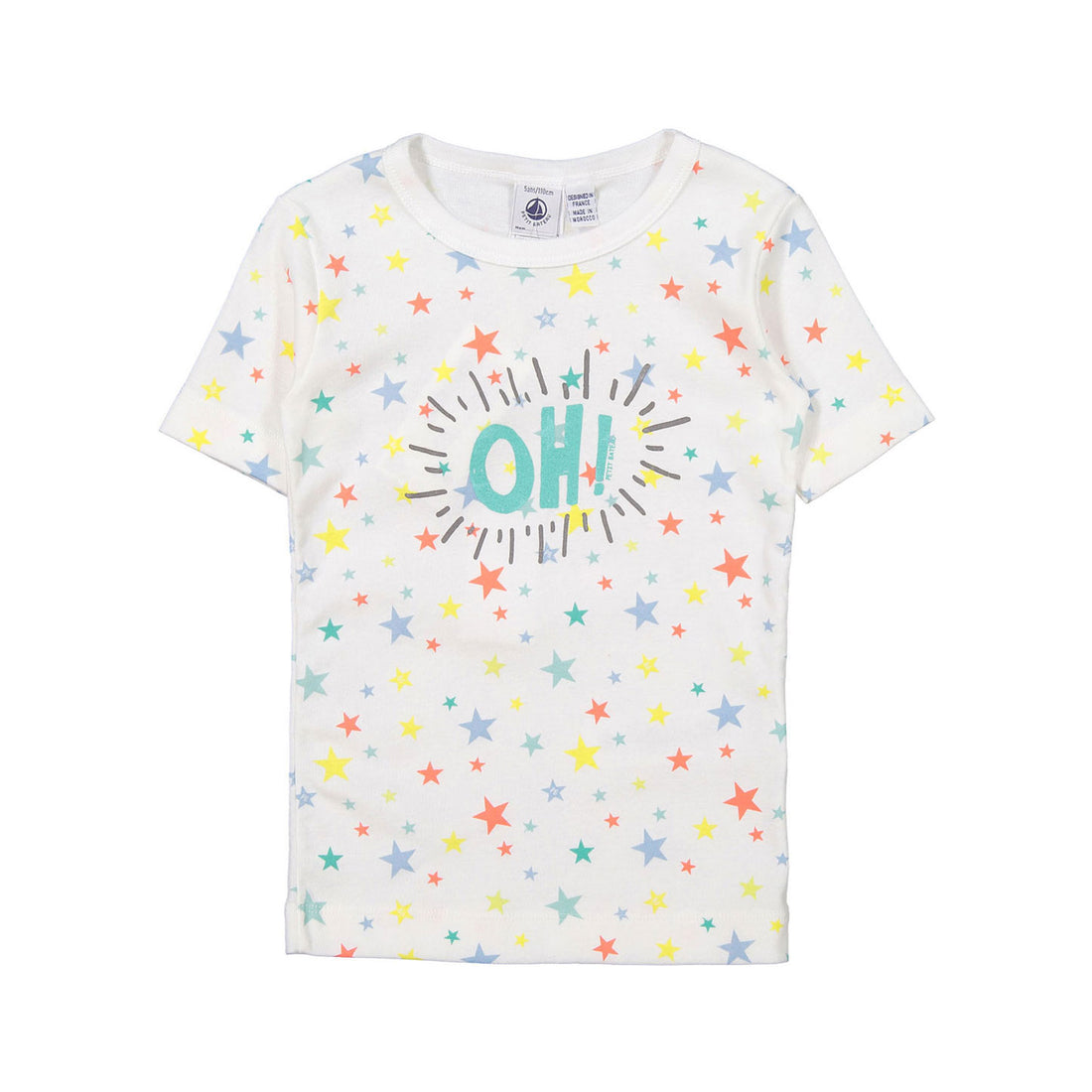 Petit Bateau White Multi Stars Pajamas