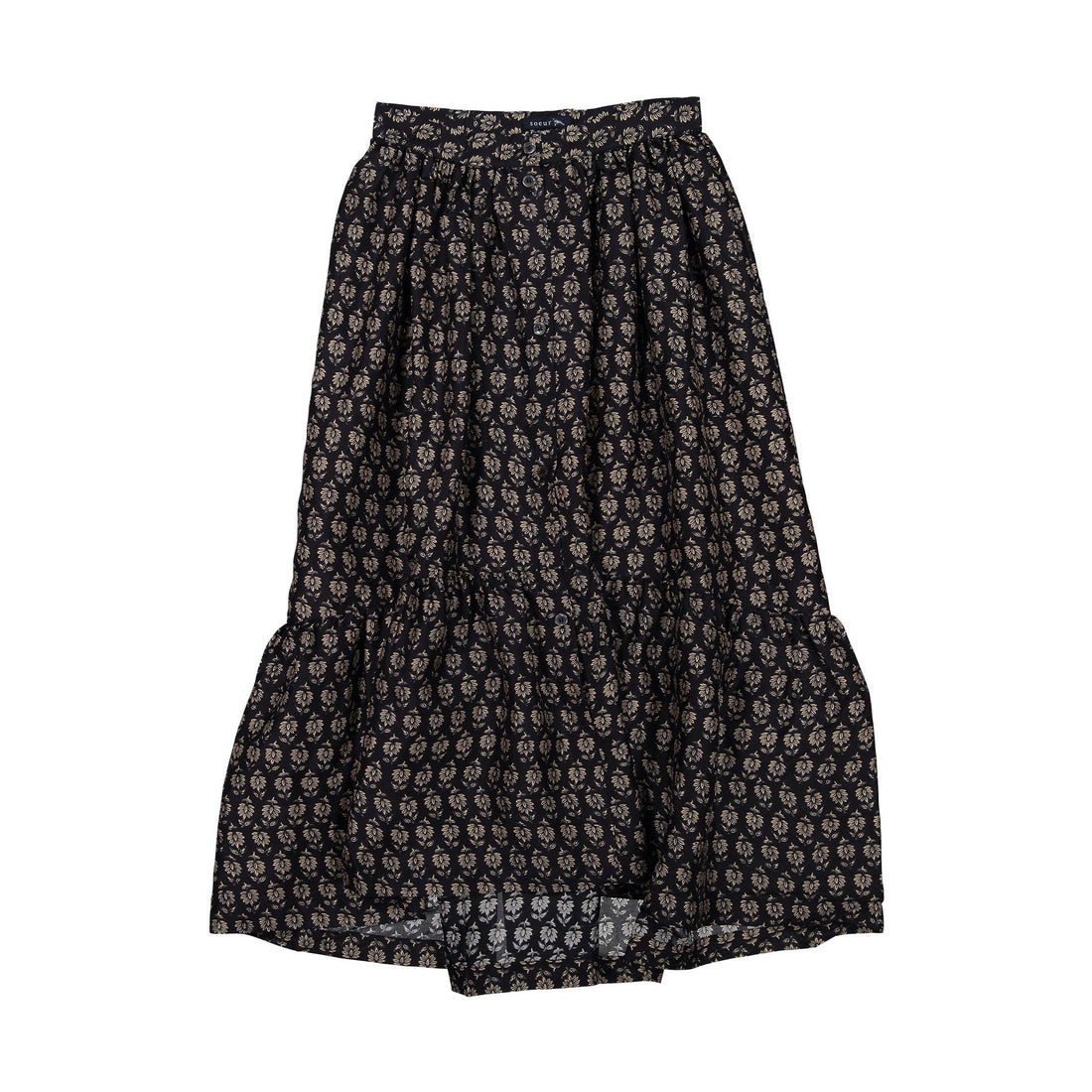 Soeur Black Print Heart Button Skirt
