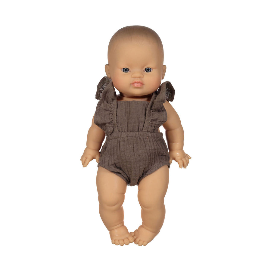 MiniKane Taupe Double Gauze Lou Retro Romper