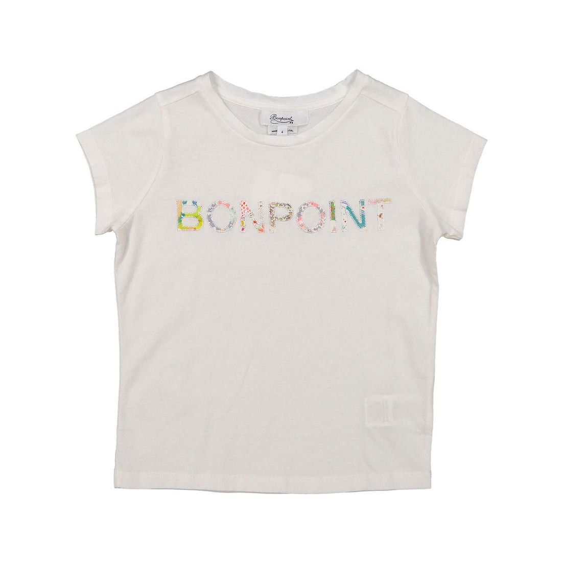 Bonpoint White Rainbow Logo Tee