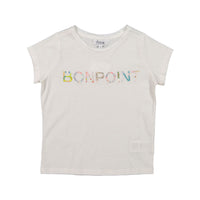 Bonpoint White Rainbow Logo Tee