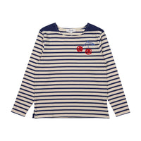 Bonpoint Indigo Stripe Cherry Tee