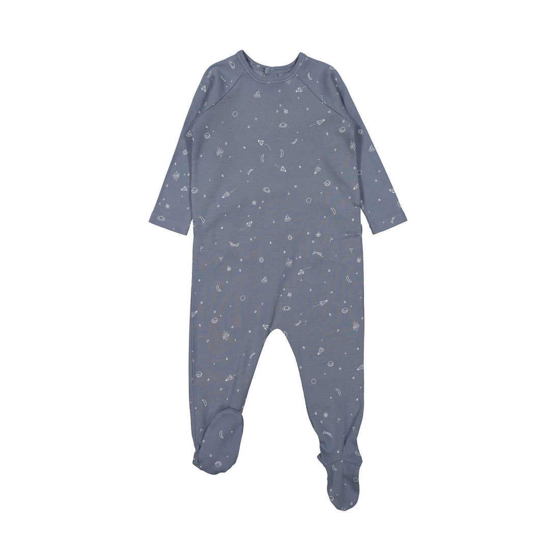 Bonpoint Grey-Blue Spaceship Print Footie