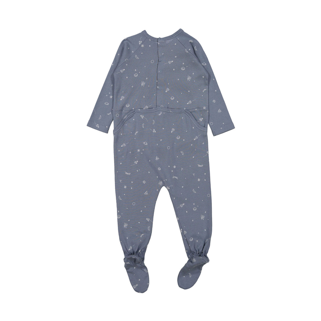 Bonpoint Grey-Blue Spaceship Print Footie