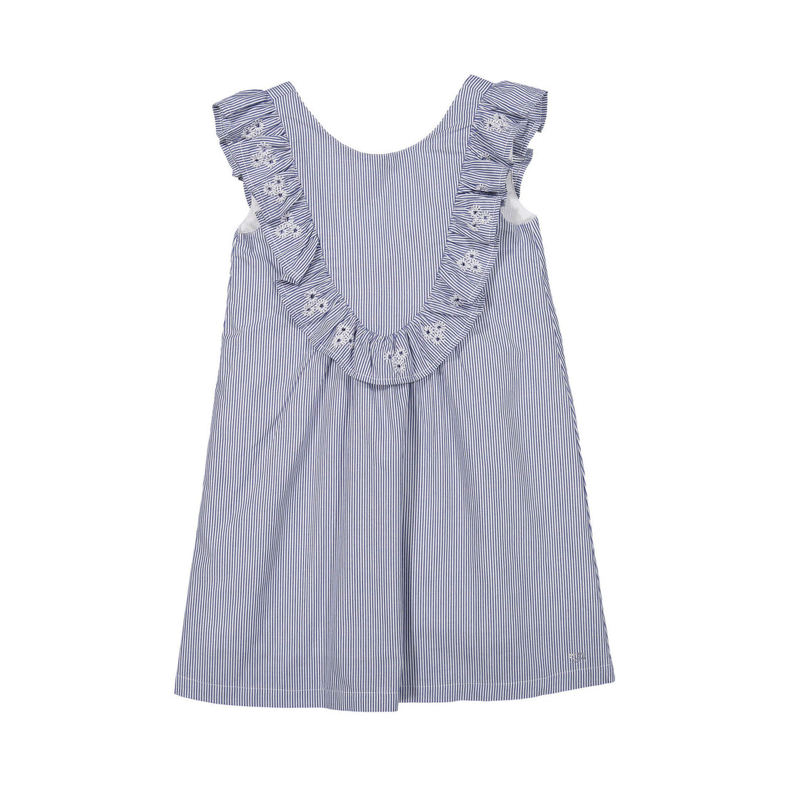 Sonia Rykiel Blue Seersucker Ruffle Esterina Dress