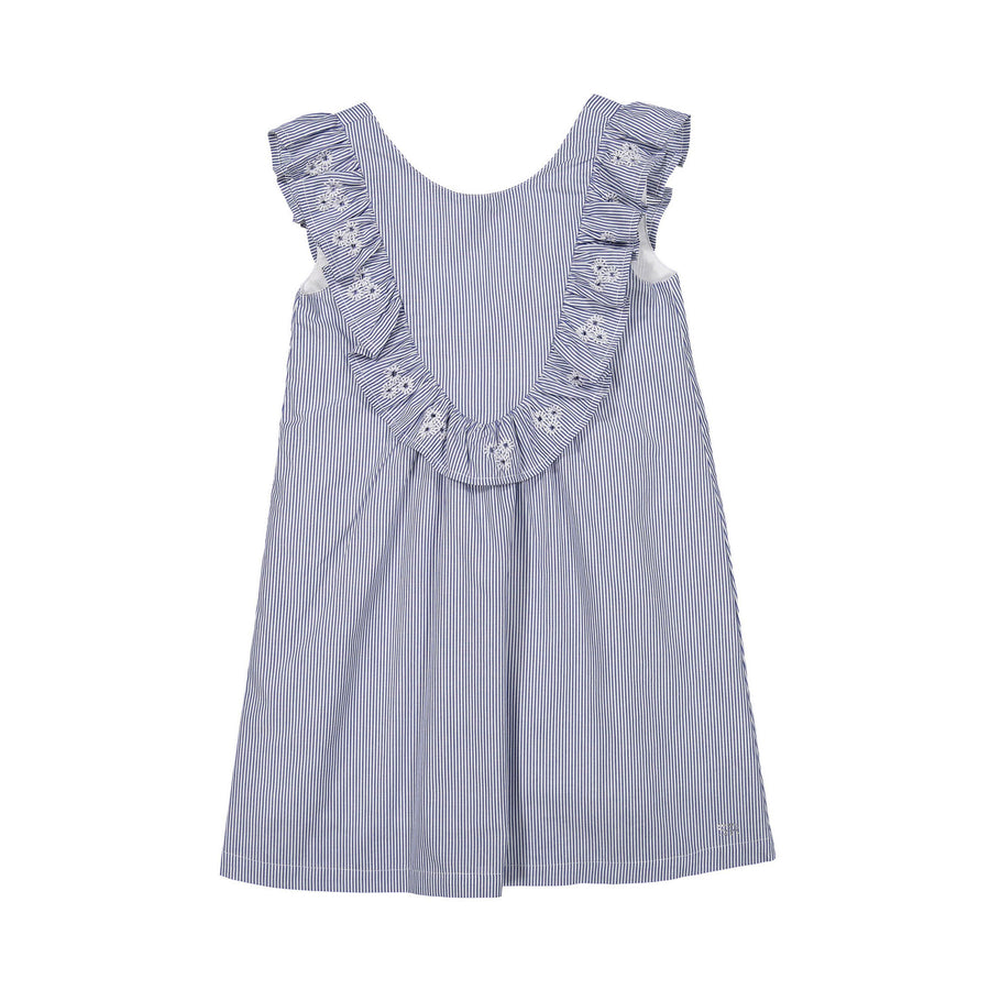 Sonia Rykiel Blue Seersucker Ruffle Esterina Dress