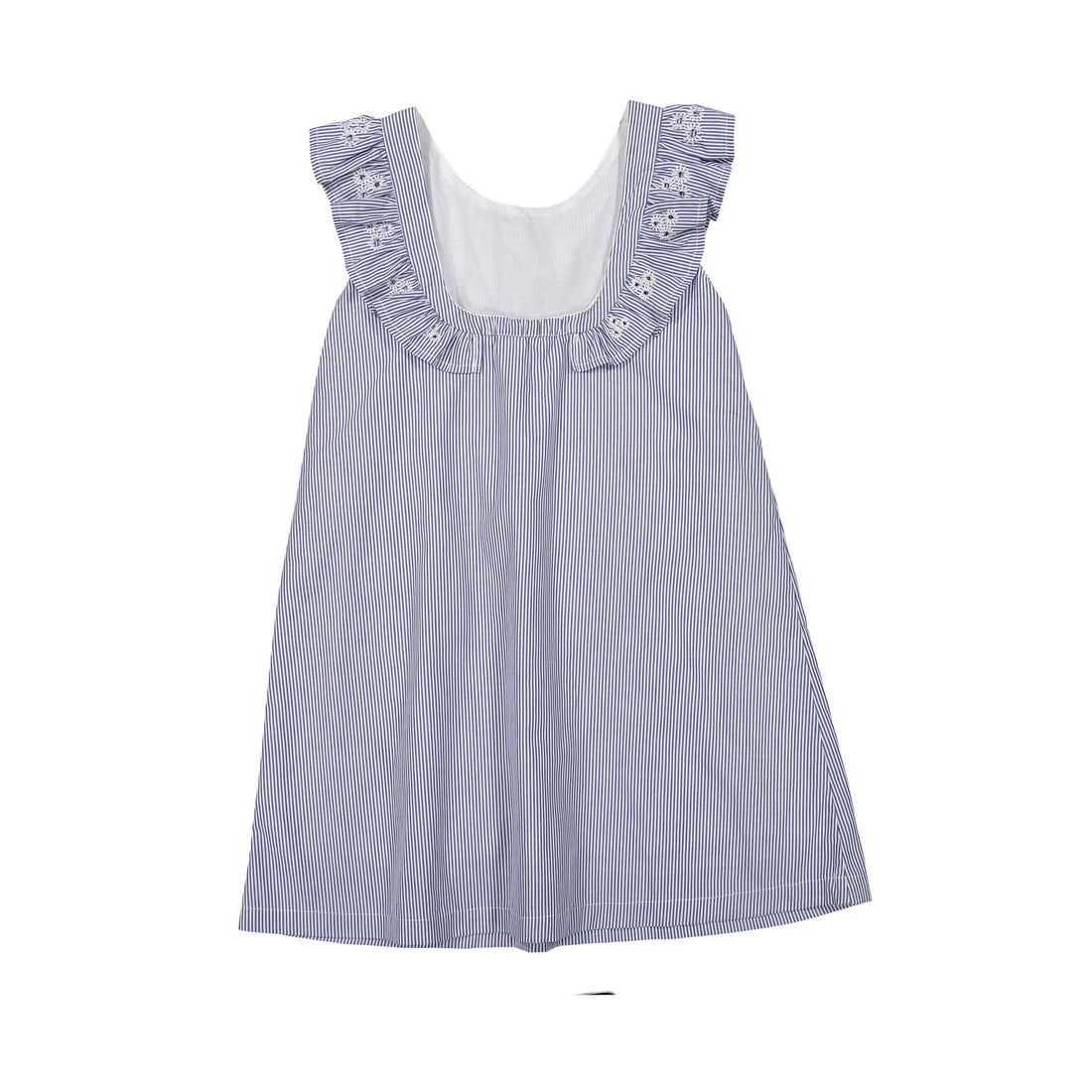 Sonia Rykiel Blue Seersucker Ruffle Esterina Dress