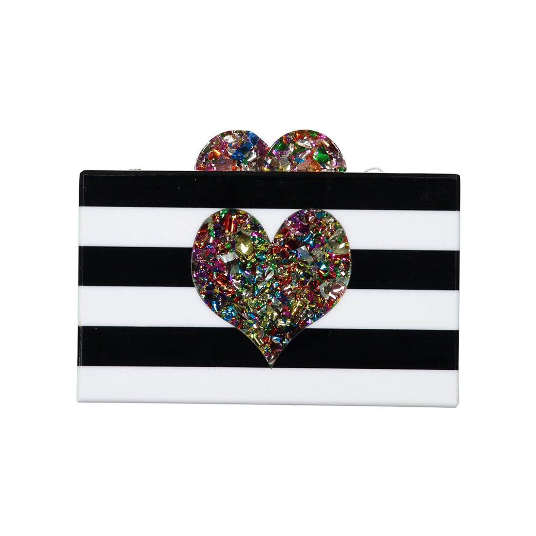 Bari Lynn Striped Confetti Acrylic Box Bag