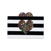 Bari Lynn Striped Confetti Acrylic Box Bag