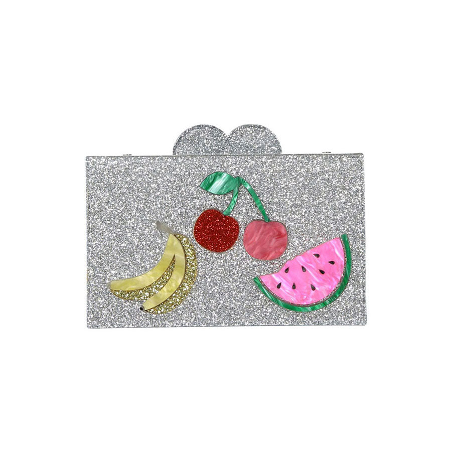 Bari Lynn Silver Fruit Acrylic Box Bag