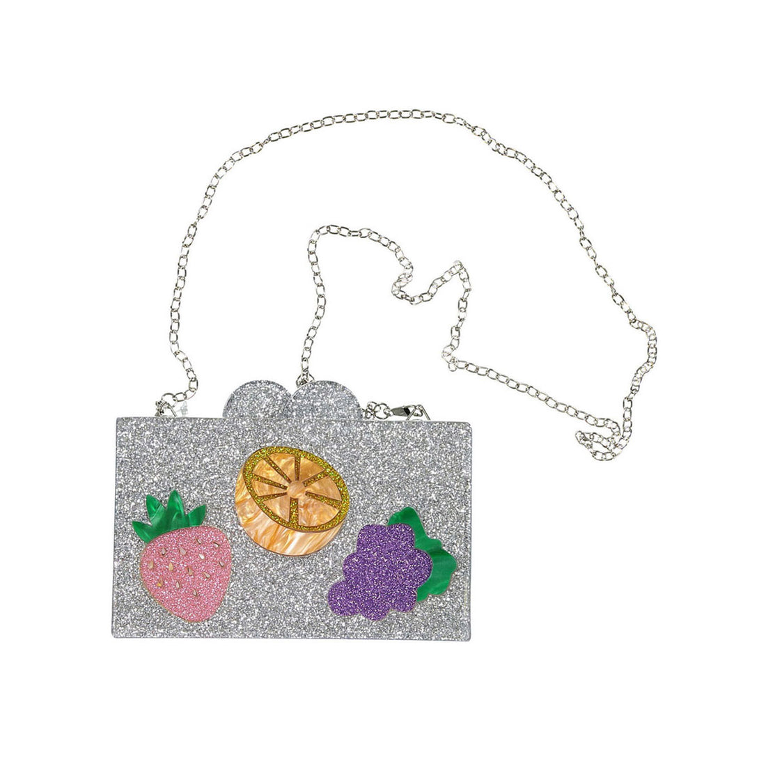 Bari Lynn Silver Fruit Acrylic Box Bag