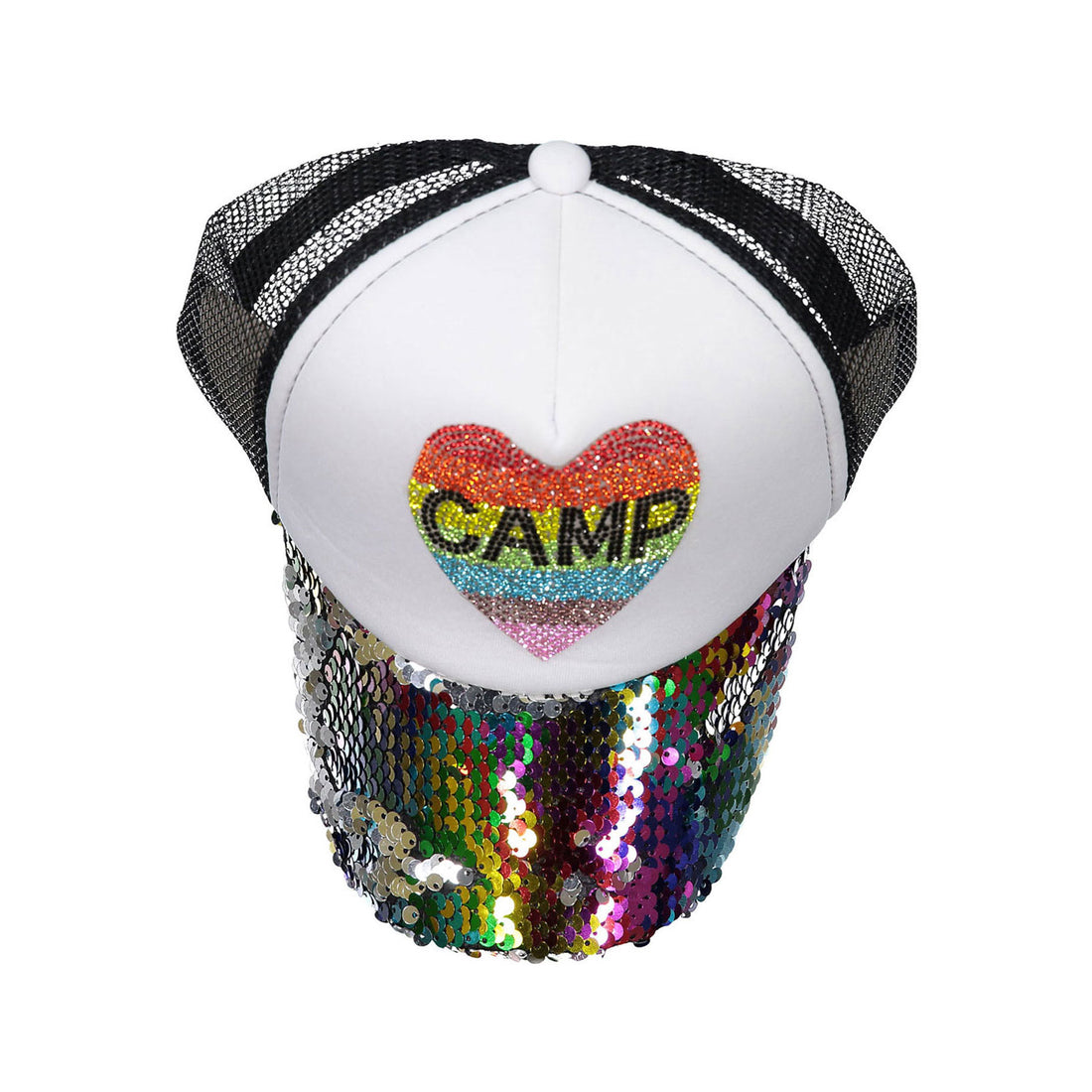 Bari Lynn Black Sequins Camp Cap