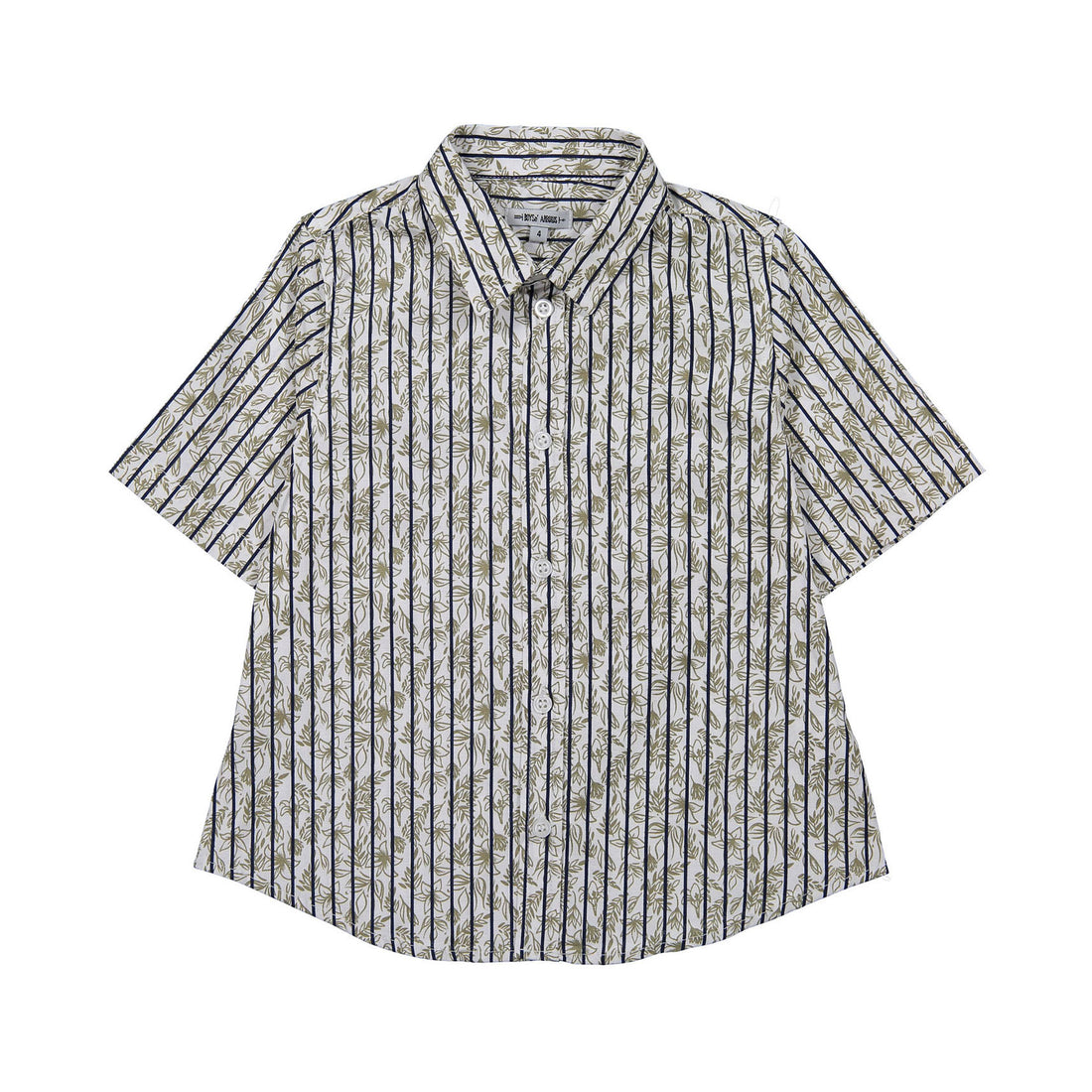 Boys and Arrows Navy Stripe Green Floral Short Sleeve Shirt