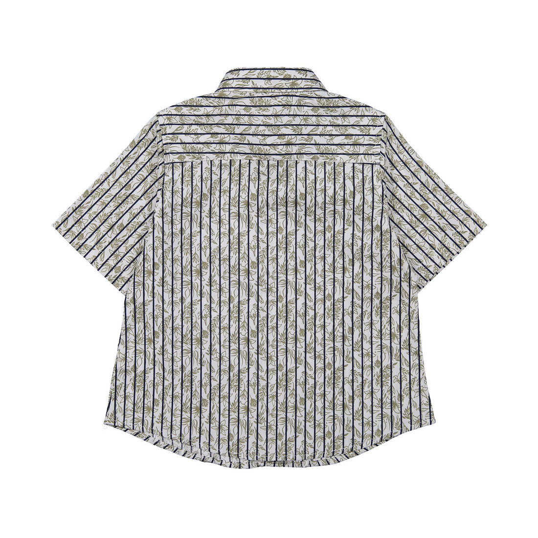 Boys and Arrows Navy Stripe Green Floral Short Sleeve Shirt