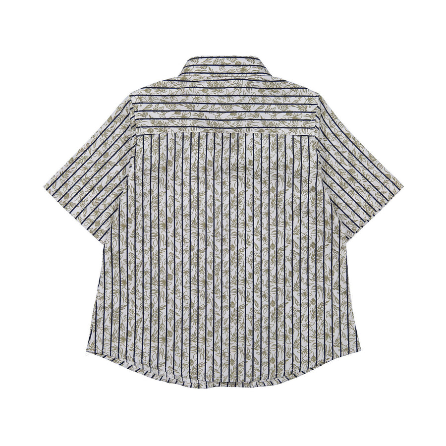 Boys and Arrows Navy Stripe Green Floral Short Sleeve Shirt