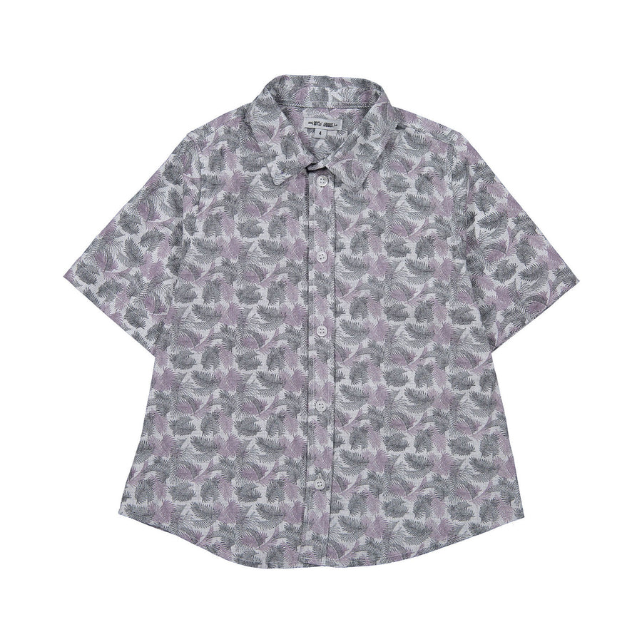 Boys and Arrows Purple Leaves Short Sleeve Shirt
