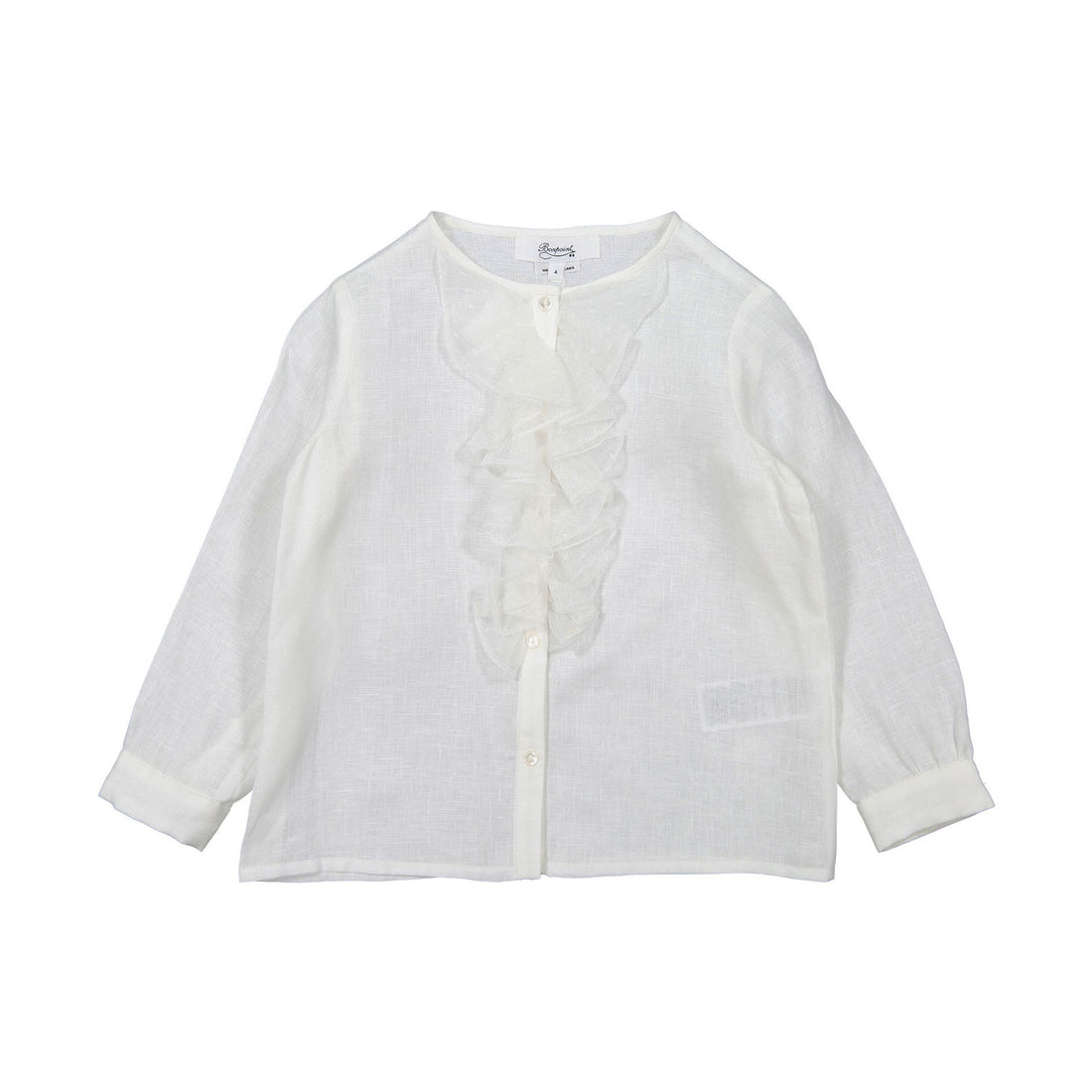 Bonpoint White Linen Lurex Ruffle Naelle Blouse