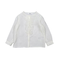 Bonpoint White Linen Lurex Ruffle Naelle Blouse