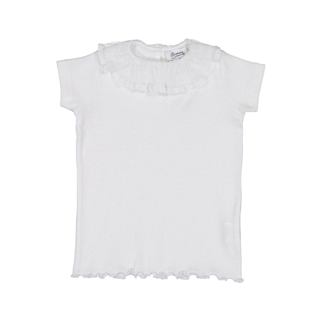 Bonpoint White Tulle Collar Tee
