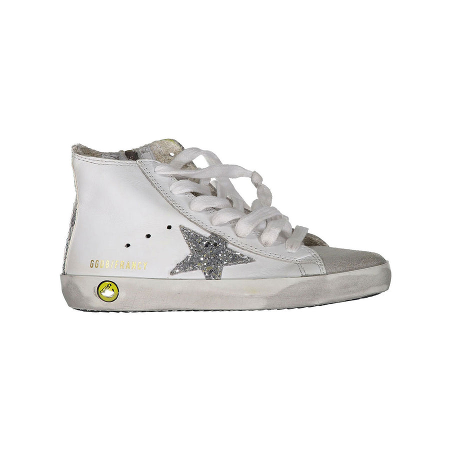Golden Goose White Leather - Silver Glitter Francy Sneakers