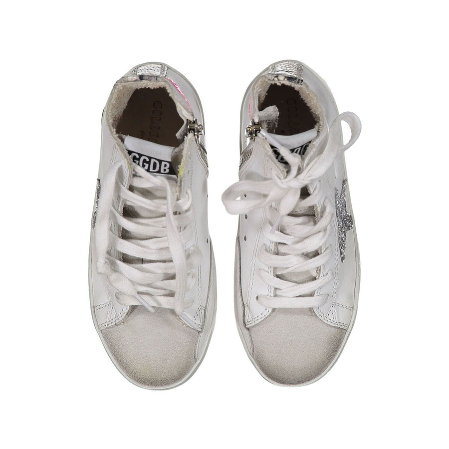 Golden Goose White Leather - Silver Glitter Francy Sneakers