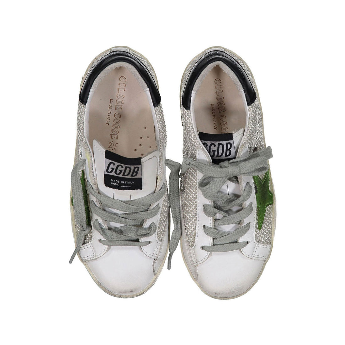 Golden Goose Silver Mesh - Lime Suede Superstar Sneakers