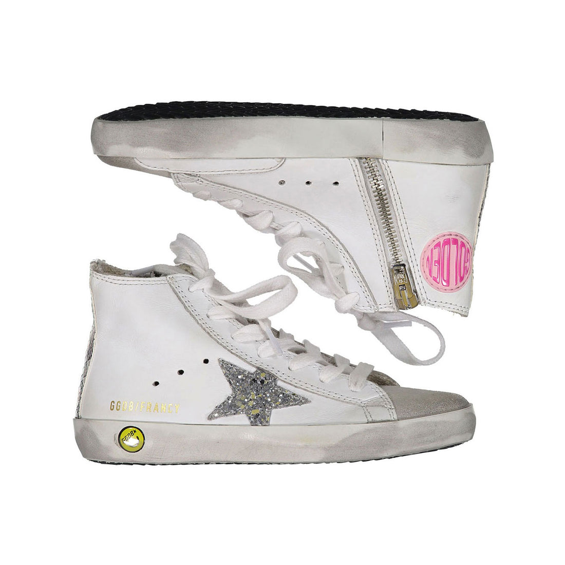 Golden Goose White Leather - Silver Glitter Francy Sneakers