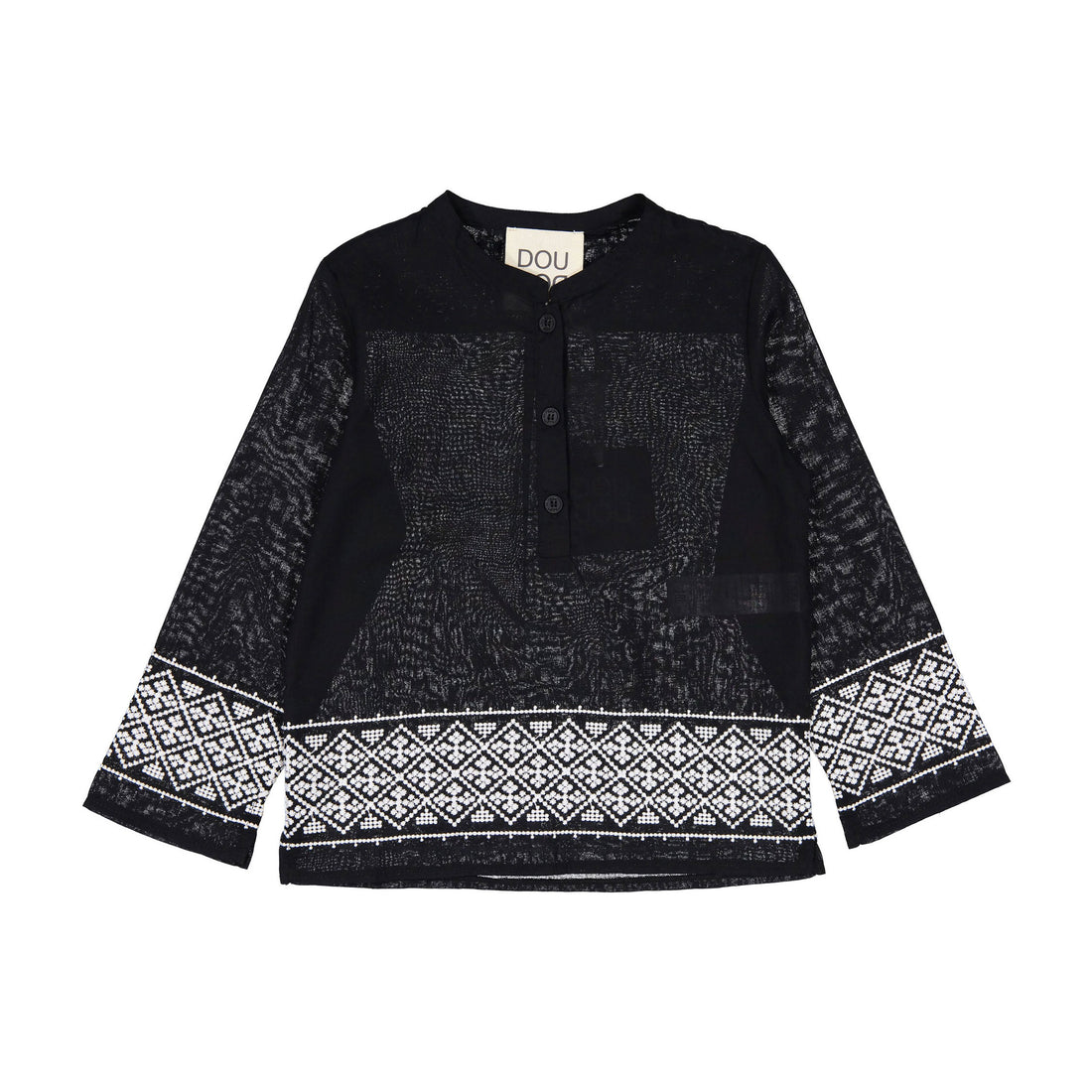 DOUDOU Black Embroidered Woven Shirt