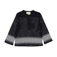 DOUDOU Black Embroidered Woven Shirt