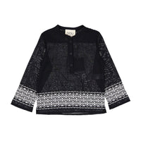 DOUDOU Black Embroidered Woven Shirt