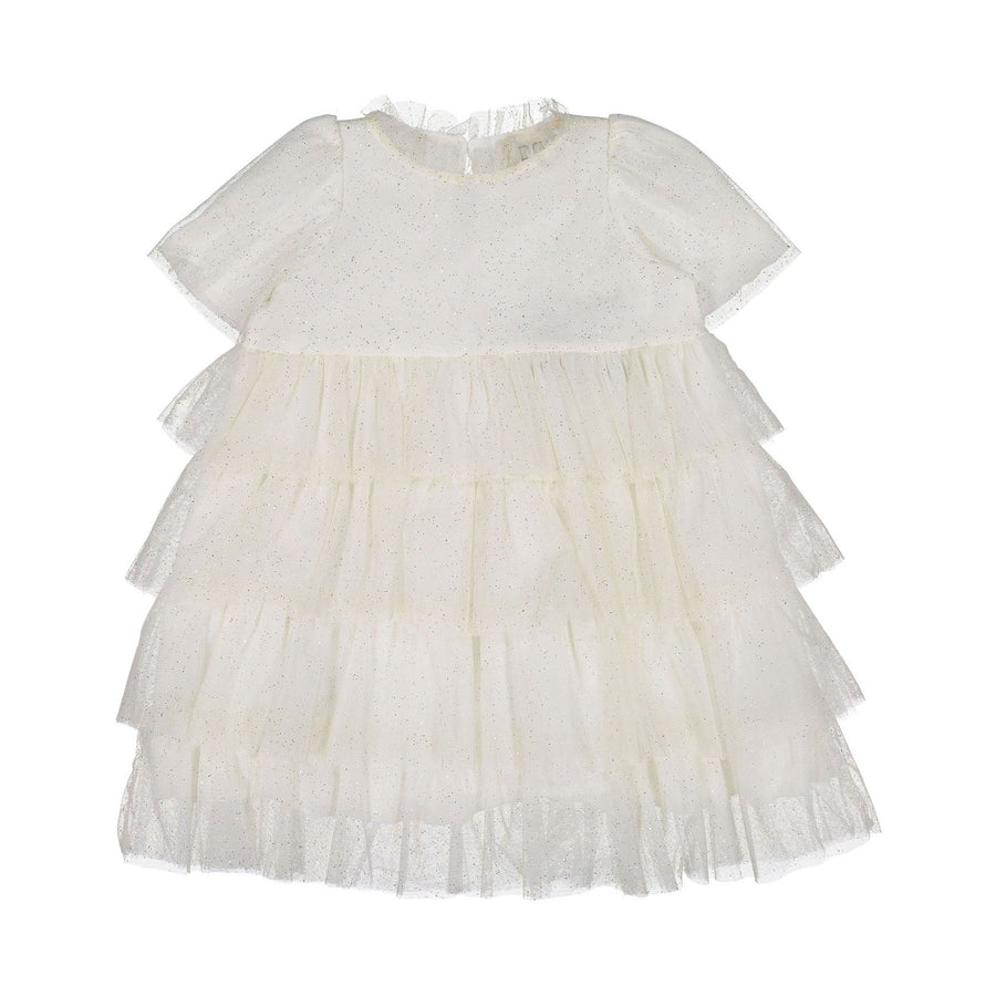 DOUDOU White Glitter Ruffle Tulle Dress