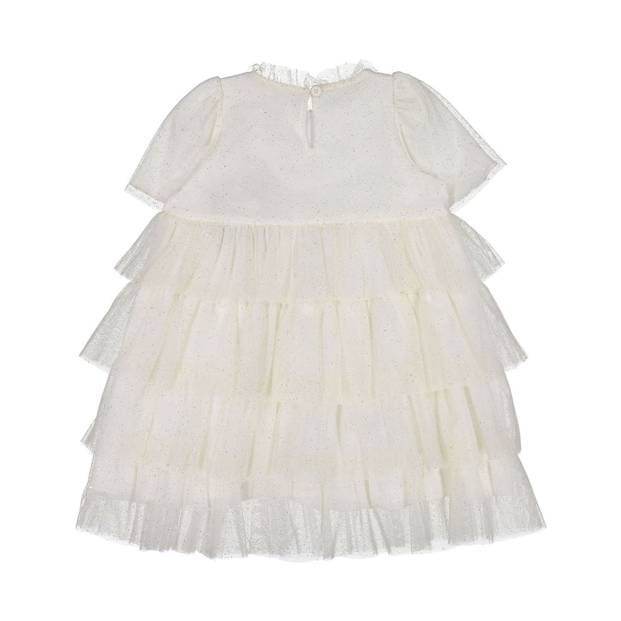 DOUDOU White Glitter Ruffle Tulle Dress