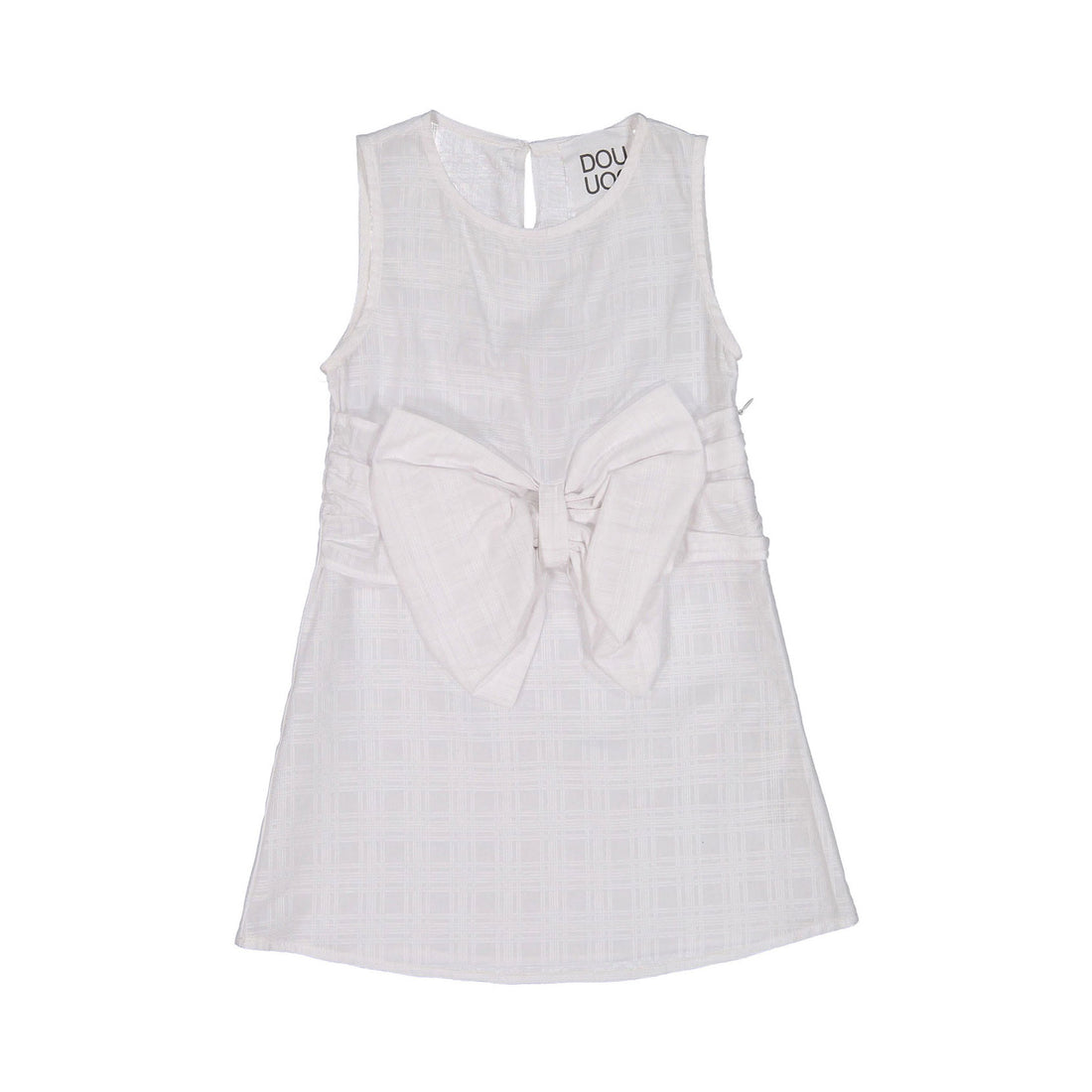 DOUDOU White Plaid Bow Dress