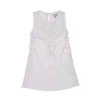 DOUDOU White Plaid Bow Dress