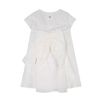 DOUDOU White Cotton Back Bow Dress