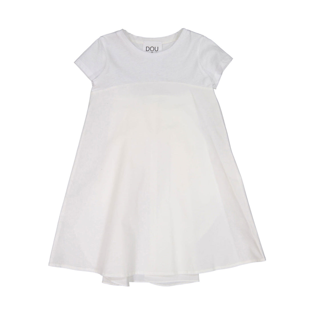 DOUDOU White Cotton Back Bow Dress