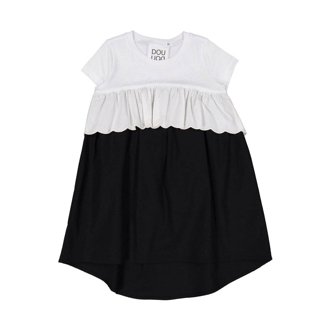 DOUDOU Black/Whie Ruffle Dress