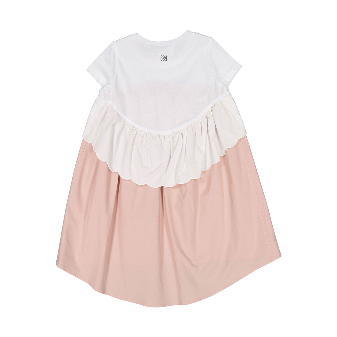 DOUDOU Old Rose/White Ruffle Dress