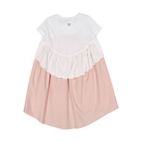 DOUDOU Old Rose/White Ruffle Dress