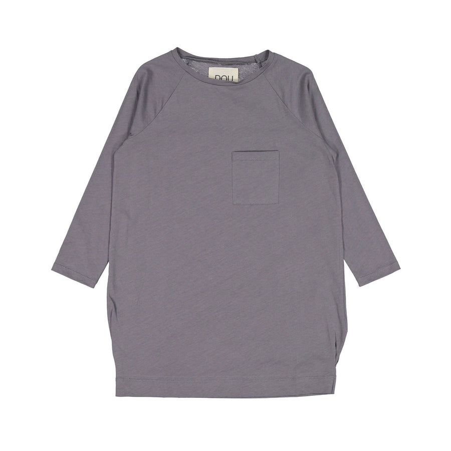 DOUDOU Grey Pocket Jersey Logo Dress