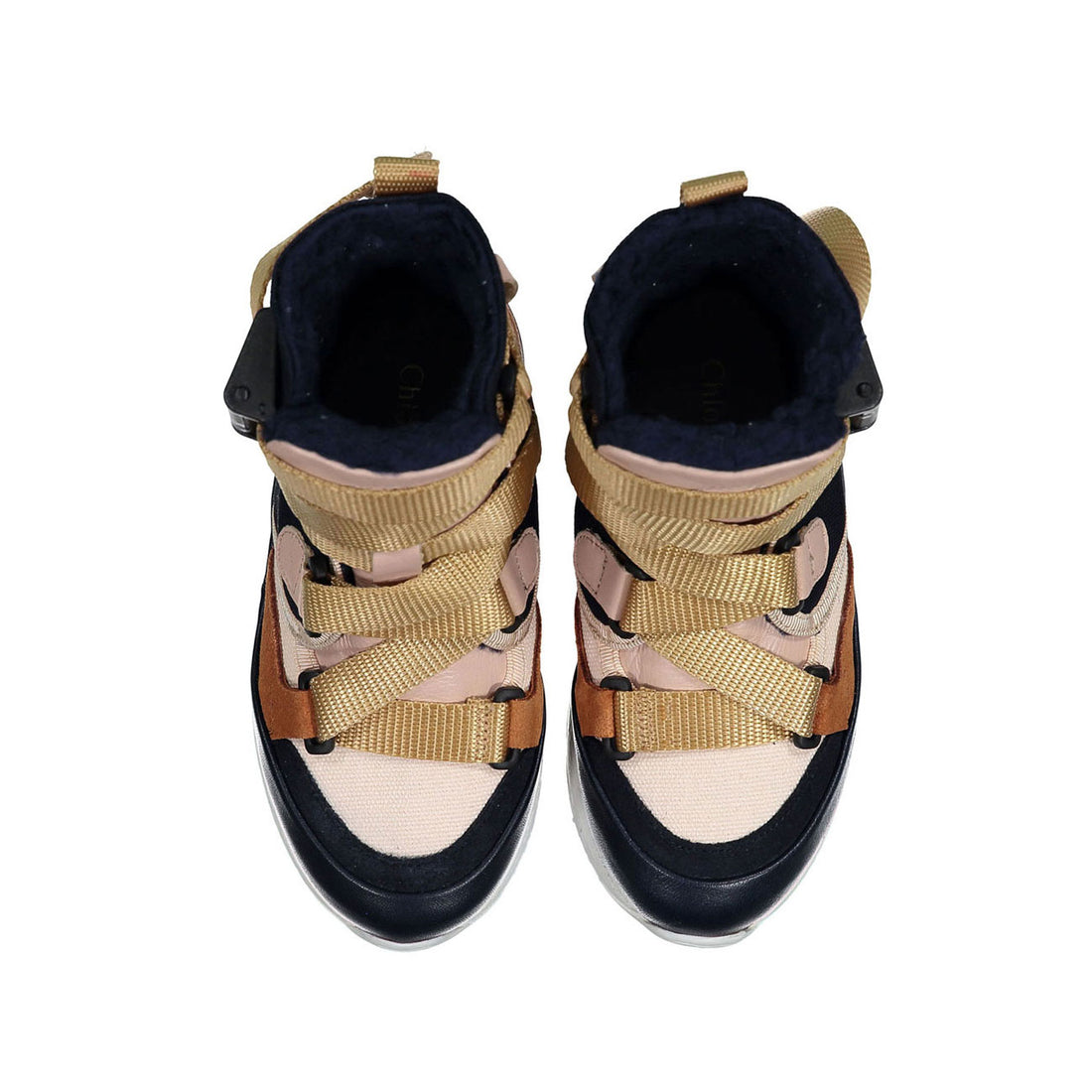Chloe Navy Mini Me High Suede Sneakers With Adjustable Closure