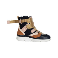 Chloe Navy Mini Me High Suede Sneakers With Adjustable Closure