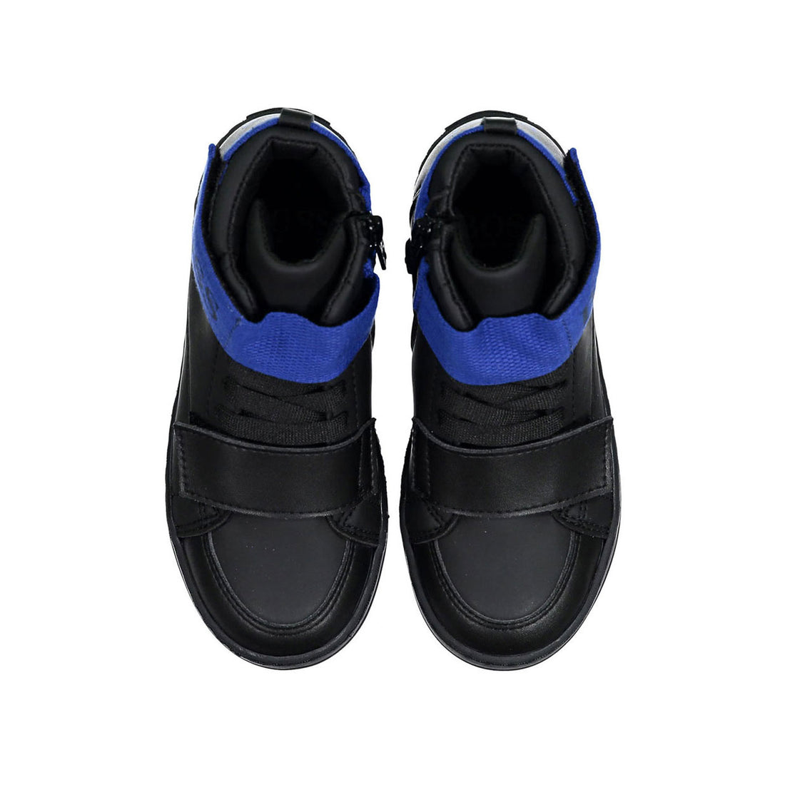 Hugo Boss Black Midcut Lace Tie Sneakers With Blue Scratch Closure