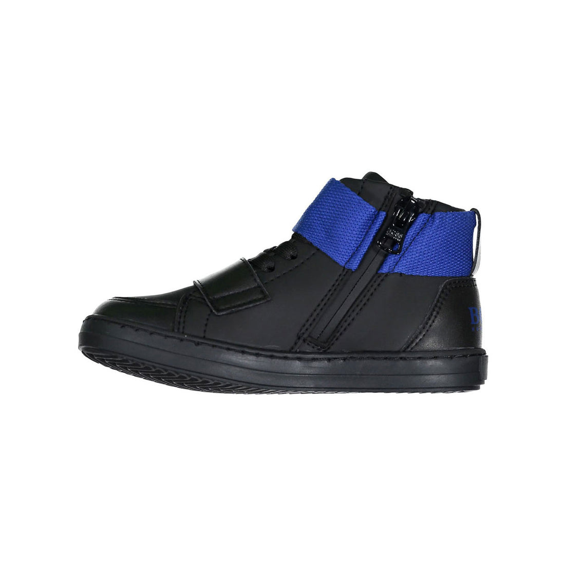 Hugo Boss Black Midcut Lace Tie Sneakers With Blue Scratch Closure