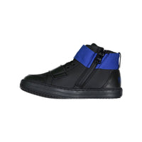Hugo Boss Black Midcut Lace Tie Sneakers With Blue Scratch Closure